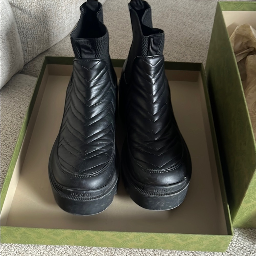 Gucci Black Quilted Ankle Boots